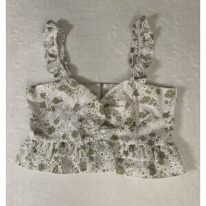 Sugarlips Embroidered Eyelet Ruffled Crop Tank Size M Forest Fairy Romantic